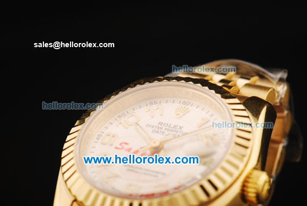 Rolex Datejust Oyster Perpetual Automatic Movement Full Gold with White Dial and Arabic Numeral Markers-Lady Model - Click Image to Close